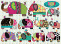 &Eacute;l&eacute;phants color&eacute;s et leurs amis joyeux